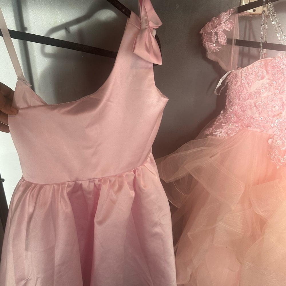 Pink Sleeveless Kids Dress with Bow